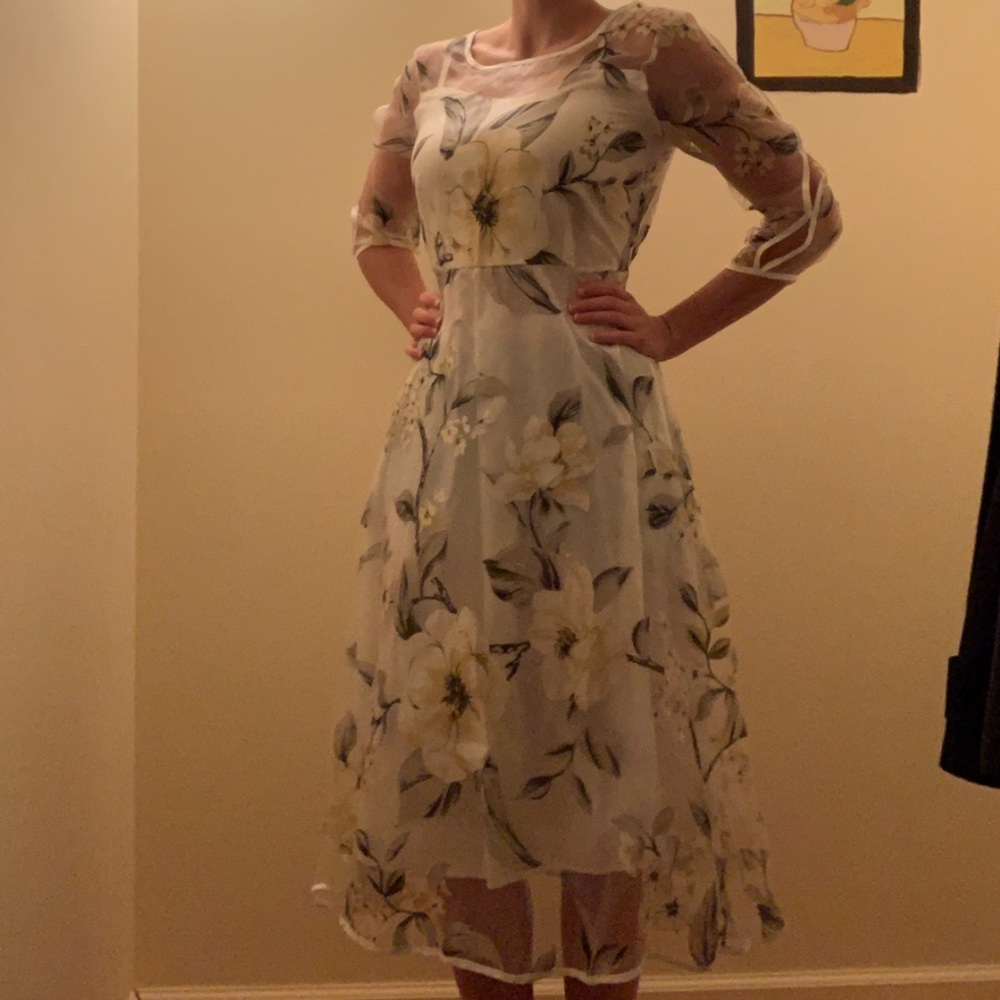 Floral sheer midi dress